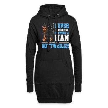 Ne vous tenez jamais entre un homme et sa copie de Rottweiler - Sweat-shirt à capuche long Femme - noir - Devant
