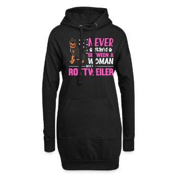 Ne vous tenez jamais entre une femme et son rottweiler - Sweat-shirt à capuche long Femme - noir - Devant