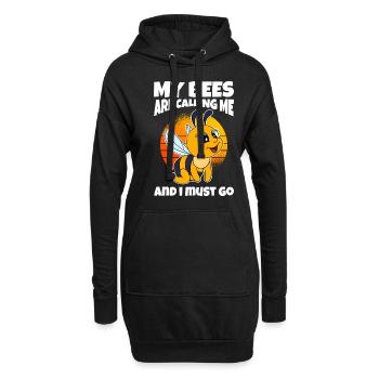 My Bees Are Calling Me And I Must Go - Hoodie-Kleid - Schwarz - Vorne