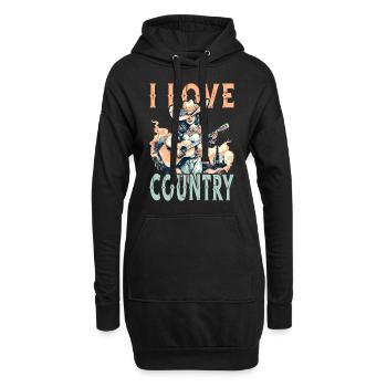 J’aime la musique country guitare western USA vintage - Sweat-shirt à capuche long Femme - noir - Devant