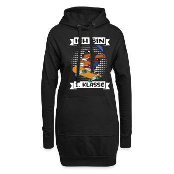 Ich Bin 1 Klasse Einschulung Schulanfang - Hoodie-Kleid - Schwarz - Vorne