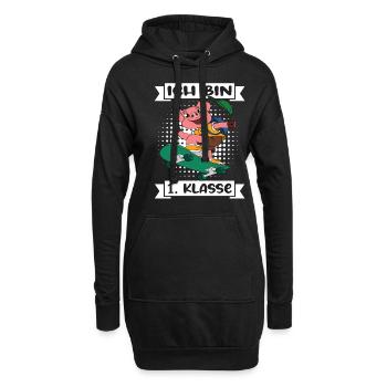 Ich Bin 1 Klasse Einschulung Schulanfang - Hoodie-Kleid - Schwarz - Vorne