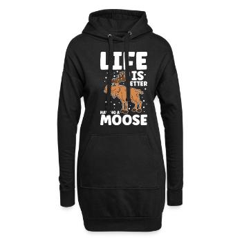 La vie est meilleure avec un orignal - Sweat-shirt à capuche long Femme - noir - Devant