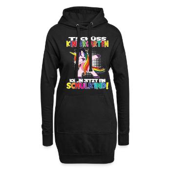 Tschüss Kindergarten Ich Bin Jetzt Ein Schulkind! - Hoodie-Kleid - Schwarz - Vorne