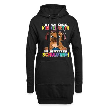 Tschüss Kindergarten Ich Bin Jetzt Ein Schulkind! - Hoodie-Kleid - Schwarz - Vorne