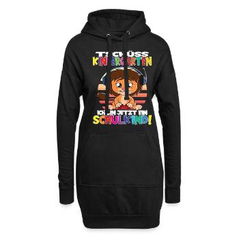 Tschüss Kindergarten Ich Bin Jetzt Ein Schulkind! - Hoodie-Kleid - Schwarz - Vorne