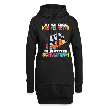 Tschüss Kindergarten Ich Bin Jetzt Ein Schulkind! - Hoodie-Kleid - Schwarz - Vorne