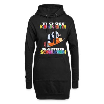 Tschüss Kindergarten Ich Bin Jetzt Ein Schulkind! - Hoodie-Kleid - Schwarz - Vorne