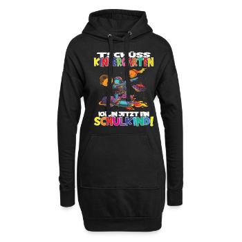 Tschüss Kindergarten Ich Bin Jetzt Ein Schulkind! - Hoodie-Kleid - Schwarz - Vorne