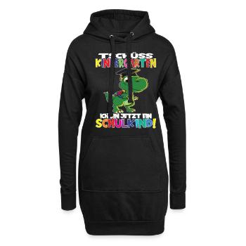 Tschüss Kindergarten Ich Bin Jetzt Ein Schulkind! - Hoodie-Kleid - Schwarz - Vorne
