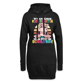 Tschüss Kindergarten Ich Bin Jetzt Ein Schulkind! - Hoodie-Kleid - Schwarz - Vorne