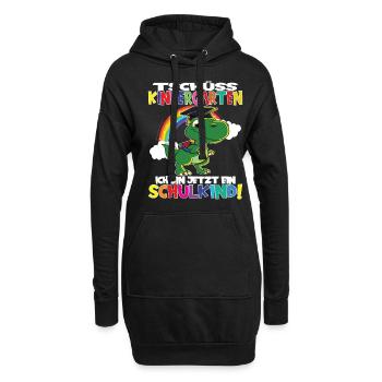 Tschüss Kindergarten Ich Bin Jetzt Ein Schulkind! - Hoodie-Kleid - Schwarz - Vorne