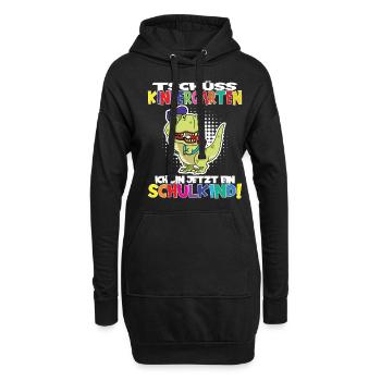 Tschüss Kindergarten Ich Bin Jetzt Ein Schulkind! - Hoodie-Kleid - Schwarz - Vorne