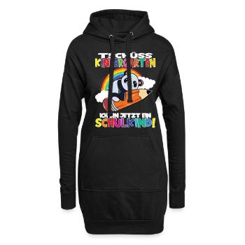 Tschüss Kindergarten Ich Bin Jetzt Ein Schulkind! - Hoodie-Kleid - Schwarz - Vorne
