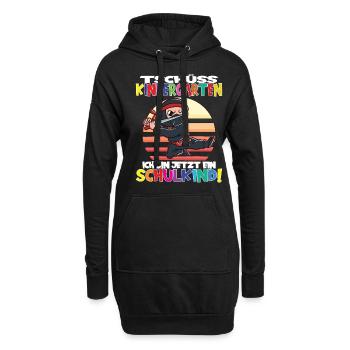 Tschüss Kindergarten Ich Bin Jetzt Ein Schulkind! - Hoodie-Kleid - Schwarz - Vorne