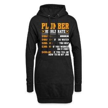 Plumber Hourly Rate - Hoodie-Kleid - Schwarz - Vorne