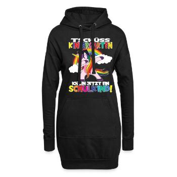 Tschüss Kindergarten Ich Bin Jetzt Ein Schulkind! - Hoodie-Kleid - Schwarz - Vorne
