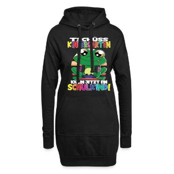 Tschüss Kindergarten Ich Bin Jetzt Ein Schulkind! - Hoodie-Kleid - Schwarz - Vorne