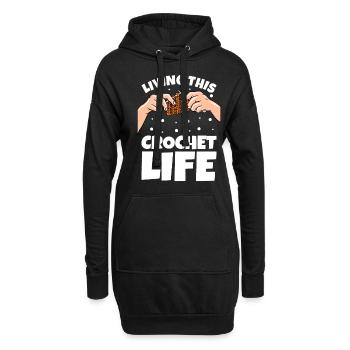 Living This Crochet Life - Hoodie-Kleid - Schwarz - Vorne