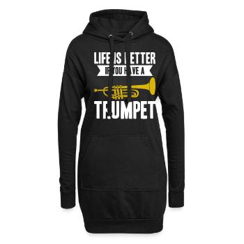 La vie est meilleure si vous avez une trompette - Sweat-shirt à capuche long Femme - noir - Devant