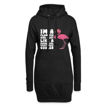 Drôle de flamant rose - Sweat-shirt à capuche long Femme - noir - Devant
