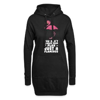Drôle de flamant rose - Sweat-shirt à capuche long Femme - noir - Devant