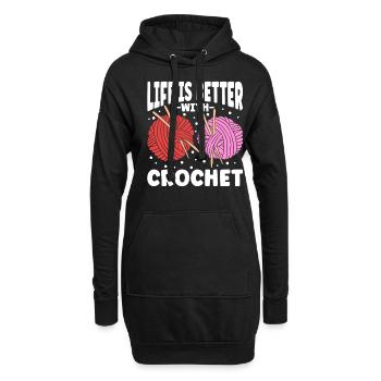La vie est meilleure avec le crochet - Sweat-shirt à capuche long Femme - noir - Devant