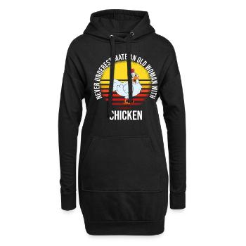 Drôle de poulet disant poulet - Sweat-shirt à capuche long Femme - noir - Devant