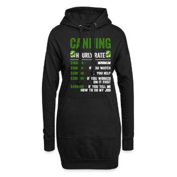 Taux horaire de mise en conserve - Sweat-shirt à capuche long Femme - noir - Devant