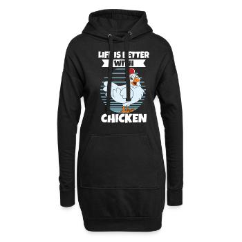 Drôle De Poulet Dire Poulet - Sweat-shirt à capuche long Femme - noir - Devant