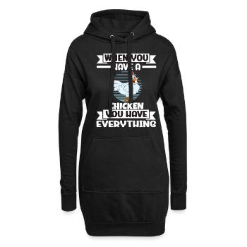 Lustiger Hühner Spruch Huhn - Hoodie-Kleid - Schwarz - Vorne