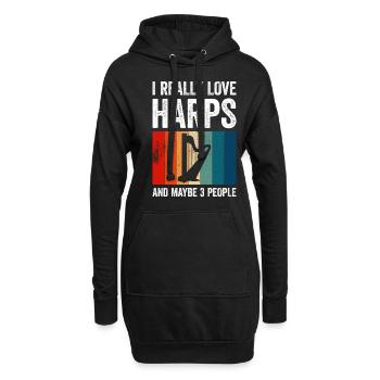 Harfenspieler Harfe Musik Harfenist - Hoodie-Kleid - Schwarz - Vorne