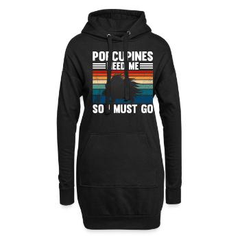 Mignon Porc-épic Drôle - Sweat-shirt à capuche long Femme - noir - Devant