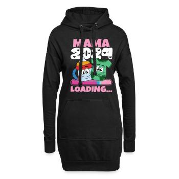 Mama 2024 werdende Mutter Schwangerschaft - Hoodie-Kleid - Schwarz - Vorne