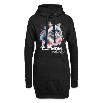 Beste Katzenmama Katzenspruch - Hoodie-Kleid - Schwarz - Vorne