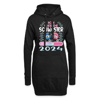 Schwester werden Schwester 2024 - Hoodie-Kleid - Schwarz - Vorne