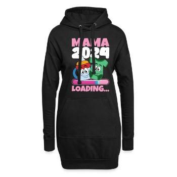 Mama 2024 werdende Mutter Schwangerschaft - Hoodie-Kleid - Schwarz - Vorne