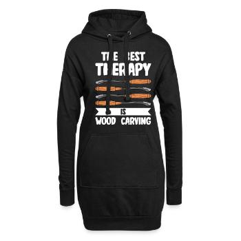 Holz schintzen Holzschnitzerei - Hoodie-Kleid - Schwarz - Vorne