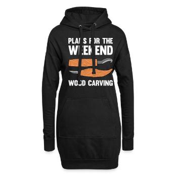 Holz schintzen Holzschnitzerei - Hoodie-Kleid - Schwarz - Vorne