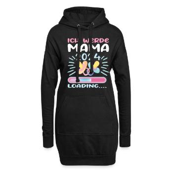 Mama 2024 werdende Mutter Schwangerschaft - Hoodie-Kleid - Schwarz - Vorne