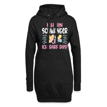 Mama 2024 werdende Mutter Schwangerschaft - Hoodie-Kleid - Schwarz - Vorne