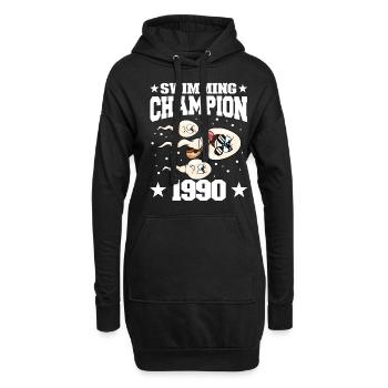 1990 Anniversaire 34 ans - Sweat-shirt à capuche long Femme - noir - Devant
