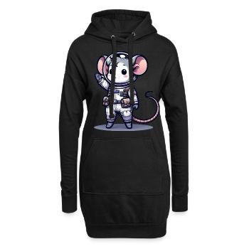Souris mignonne astronaute - Sweat-shirt à capuche long Femme - noir - Devant