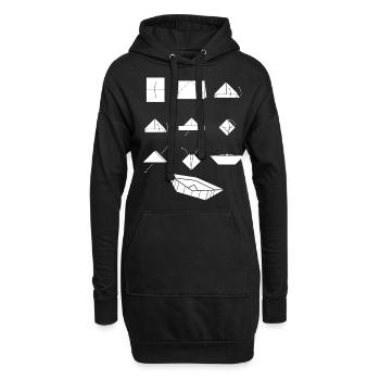 Papierschiffe falten Origami Papierboot - Hoodie-Kleid - Schwarz - Vorne