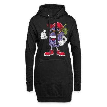 Trauben - Hoodie-Kleid - Schwarz - Vorne