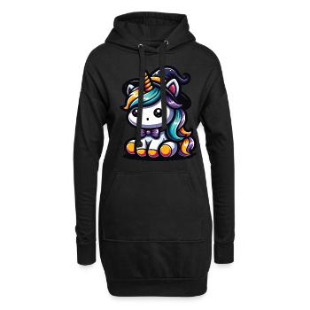Halloween Einhorn Halloween Kürbis - Hoodie-Kleid - Schwarz - Vorne