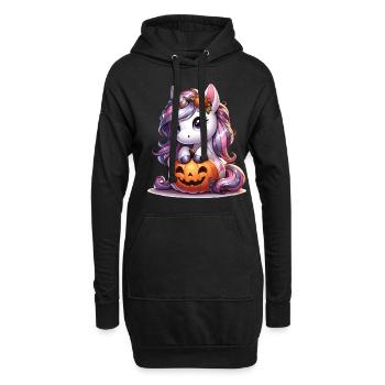Halloween Einhorn Halloween Kürbis - Hoodie-Kleid - Schwarz - Vorne