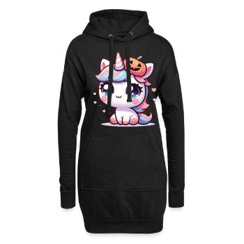 Halloween Einhorn Halloween Kürbis - Hoodie-Kleid - Schwarz - Vorne