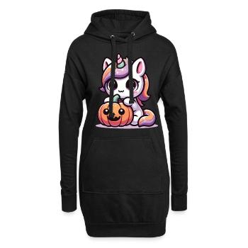 Halloween Einhorn Halloween Kürbis - Hoodie-Kleid - Schwarz - Vorne