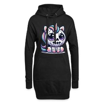 Halloween Einhorn Halloween Kürbis - Hoodie-Kleid - Schwarz - Vorne